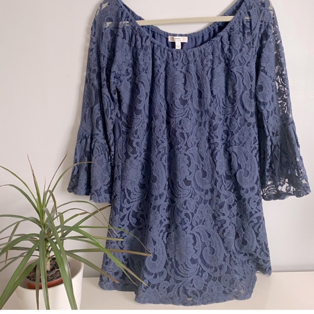 Blu Pepper lace mini dress with bell sleeves